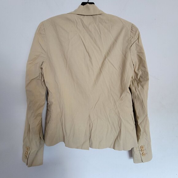 Theory Tan Cream Single Button Front Long Sleeve Cotton Blazer Jacket Size 2 - Picture 3 of 17